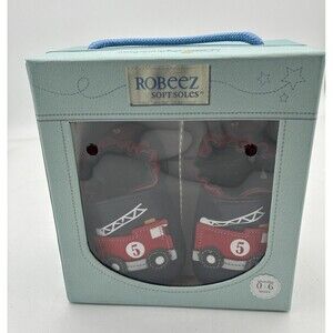 Robeez Baby Boy Fire Engine Truck Fireman Firemen Soft Sole Shoes Size0-6 Months